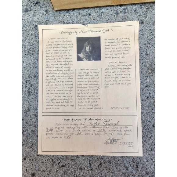 Vintage Nursery Day & Night Carousel Matted Limited Edition Etchings Signed - Picture 6 of 9